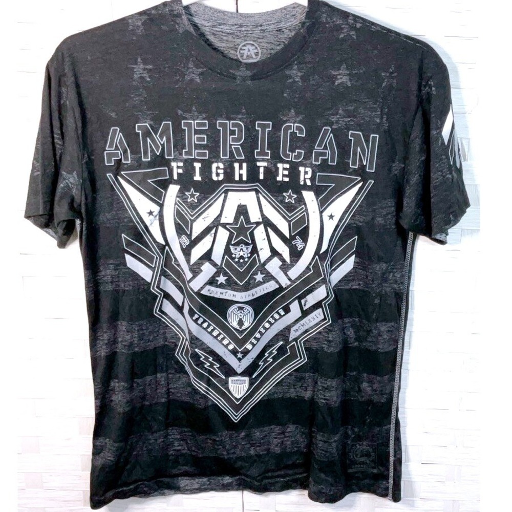 American Fighter Mens Size Large Black Grey T Shirt UFC MMA Training Athletic
